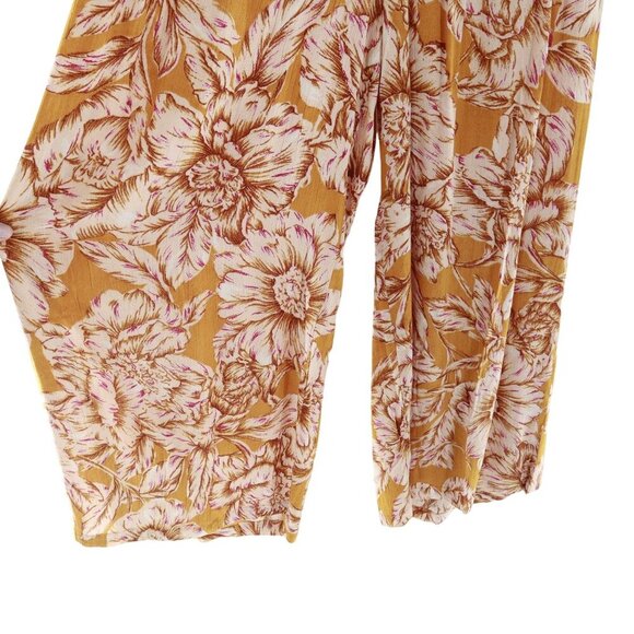 Band Of The Free Arizona Gold Floral Wide Leg Pant Womens L Boho Bohemian Hippie - Picture 9 of 12
